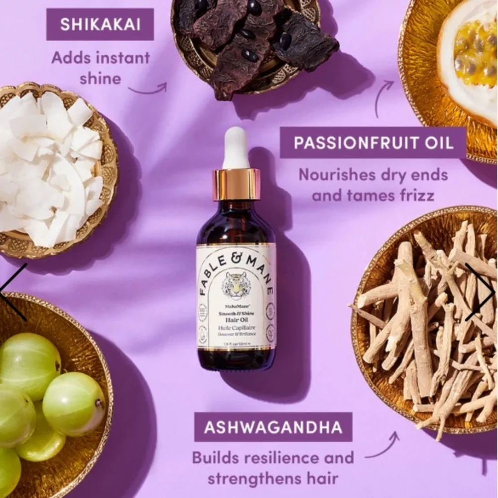 NWT FABLE & MANE MahaMane Smooth & Shine Hair Oil smooth tame protect shine - Picture 4 of 8